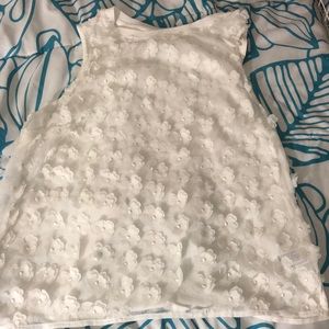 Juniors white flower tank